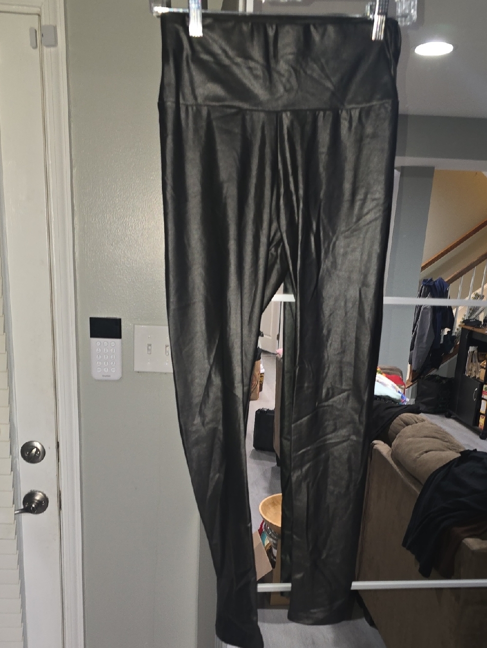 SHEIN Black Faux Leather Leggings with High Waist